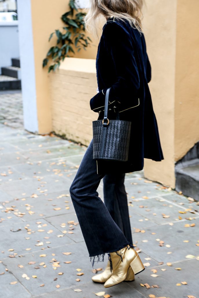 Thermo-Samt-Patchwork-Jacke mit mehreren Knöpfen