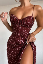 Robe florale vintage sans manches à lacets