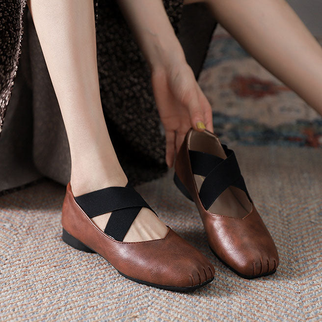 Low Cross Lace Up Square Toe Mary Janes Shoes
