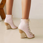 Front Lace-up Shaped Hell Sandals