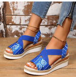 Thick Bottom Cross-tied Open Toe Wedges Sandals