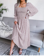 Elegant Square Neck A Line Pleated Dress