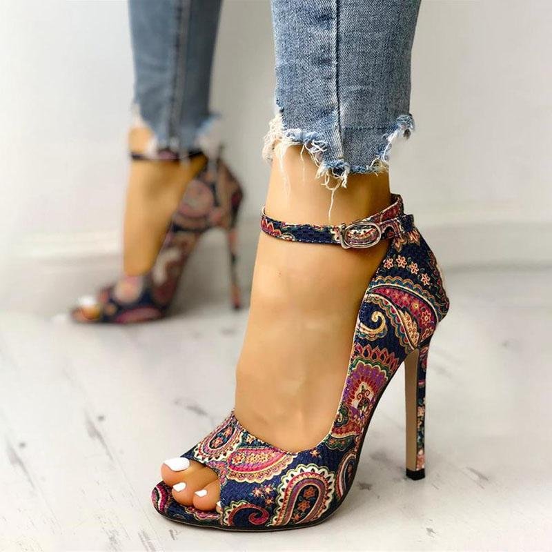 Ankle Strap High Heels Peep Toe Sandals - Pavacat