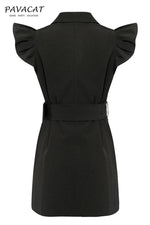 Belted Double Breasted Blazer Dress - Pavacat