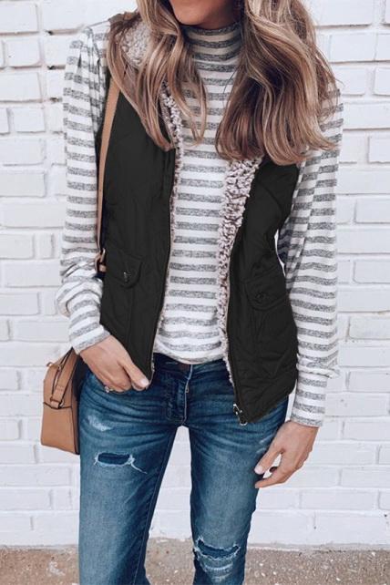 Both Sides Wear Fleece Cotton Vest - Pavacat