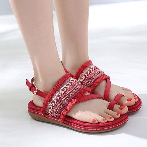 Casual Elastic Band Shoes Sandals Pavacat US5.5(LABEL SIZE 35) Red