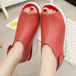 Casual Microfiber Leather Wedge Heel Magic Tape Sandals Shoes - Pavacat