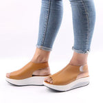 Casual Microfiber Leather Wedge Heel Magic Tape Sandals Shoes - Pavacat