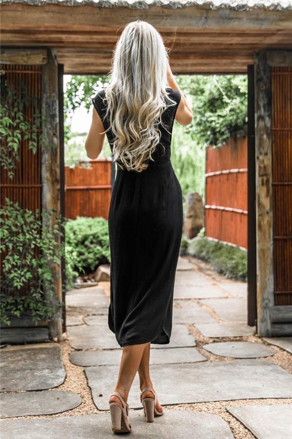 Tied Printed Cut Out Midi Dress Dress chicnico