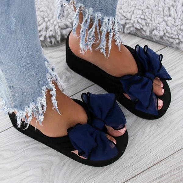 Casual Thick Non-slip Bow Slippers - Pavacat