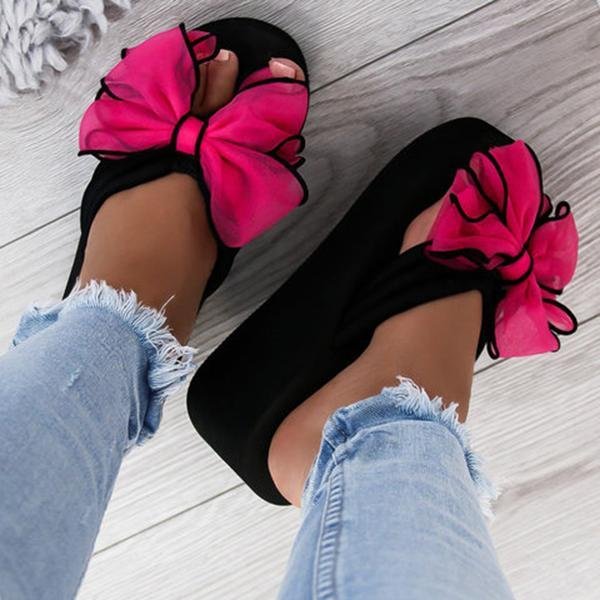 Casual Thick Non-slip Bow Slippers - Pavacat