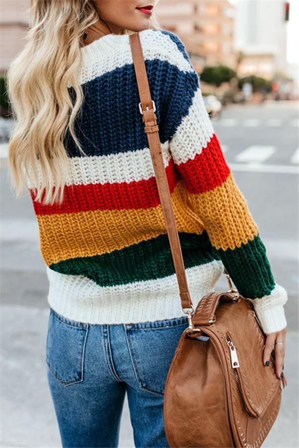 Chasing The Rainbow Striped Sweater Pullover Pavacat