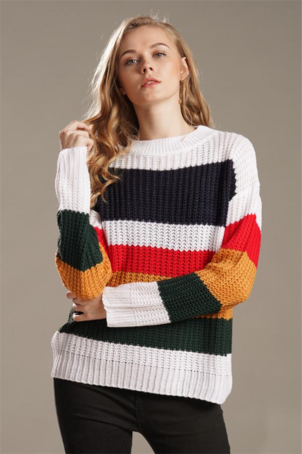 Chasing The Rainbow Striped Sweater Pullover Pavacat