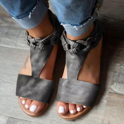 Chic Adjustable Buckle Pu Sandals - Pavacat