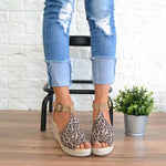 Chic Espadrille Wedges Adjustable Buckle Sandals Sandals xiaolai US5.5(LABEL SIZE 35) Leopard