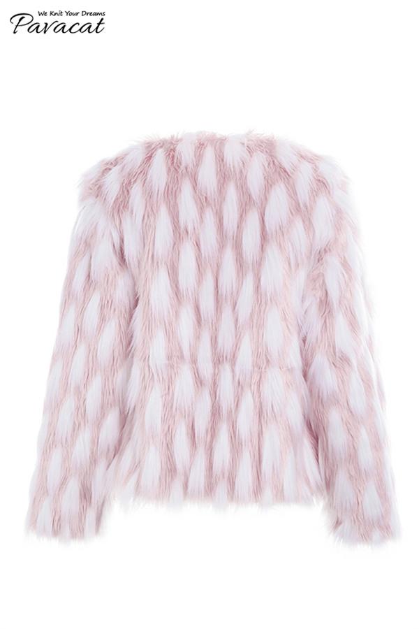 Chic Pink Party Fluffy Faux Fur Coat Coat Simplee