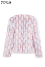 Chic Pink Party Fluffy Faux Fur Coat Coat Simplee