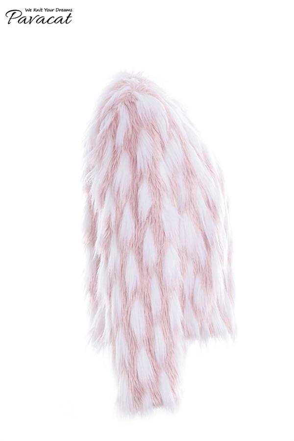 Chic Pink Party Fluffy Faux Fur Coat Coat Simplee