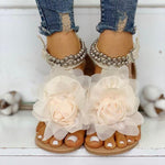 Chiffon Flowers Beach Vacation Flip Flops - Pavacat