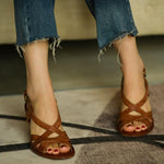 Chunky Heel Sandals Leather Sandals Sandals Pavacat