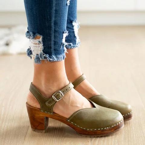 Clogs For Vintage Buckle Strap Closed Toe Shoes Sandals Pavacat