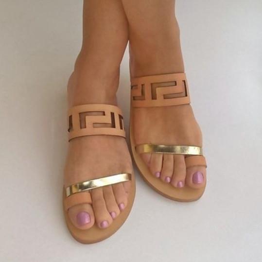 Color Block Flat Peep Toe Casual Slippers - Pavacat