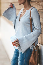 Commuter V-neck Loose Knitted Shirt Pullover xiaolai