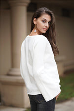 Commuter V-neck Loose Knitted Shirt Pullover xiaolai