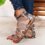 Cross Bandage Leopard Rome Sandals - Pavacat