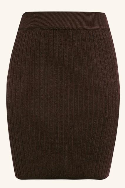 Elastic Band Knitted Ribbed Straight Skirt - Pavacat