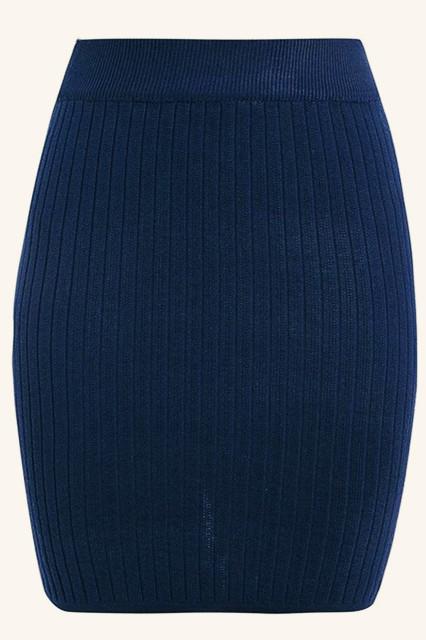 Elastic Band Knitted Ribbed Straight Skirt - Pavacat