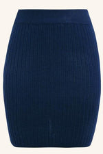 Elastic Band Knitted Ribbed Straight Skirt - Pavacat
