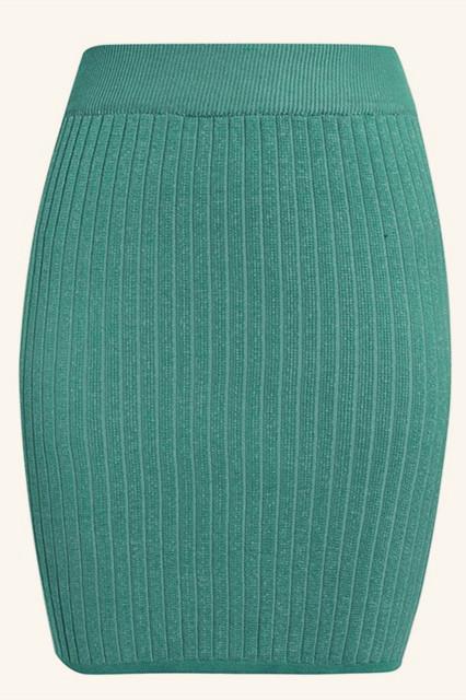 Elastic Band Knitted Ribbed Straight Skirt - Pavacat