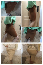 Elastic Band Knitted Ribbed Straight Skirt - Pavacat