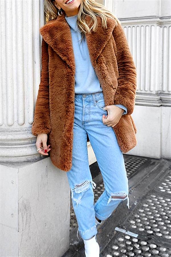 Elegant Shaggy Faux Fur Teddy Coat Coat Simplee
