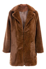 Elegant Shaggy Faux Fur Teddy Coat Coat Simplee S Brown