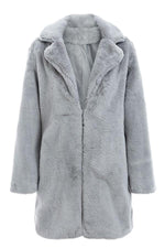 Elegant Shaggy Faux Fur Teddy Coat Coat Simplee S Gray
