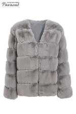 Elegant Thick Fluffy Faux Fur Coat Coat Simplee