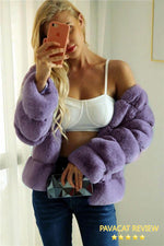 Elegant Thick Fluffy Faux Fur Coat - Dark Green Coat Simplee