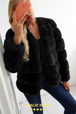 Elegant Thick Fluffy Faux Fur Coat - Dark Green Coat Simplee