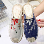 Embroidered Espadrille Flat Slippers Shoes Canvas Low Heel Daily Slip On Sandals Pavacat