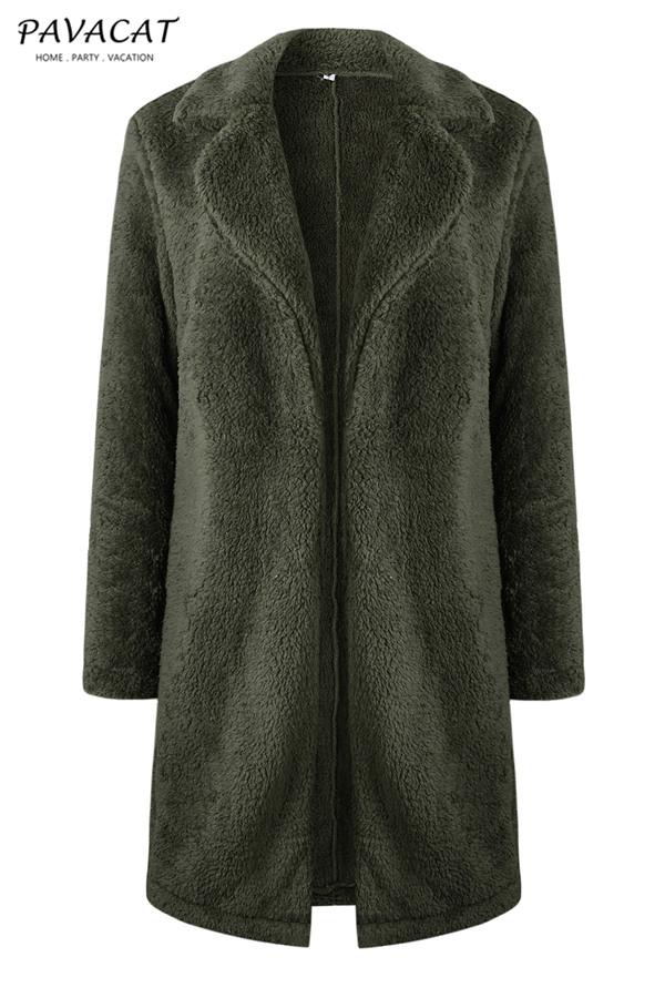 Feeling of Warmth Faux Fur Longline Coat - Beige Coat Pavacat S Armygreen
