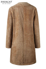 Feeling of Warmth Faux Fur Longline Coat - Beige Coat Pavacat