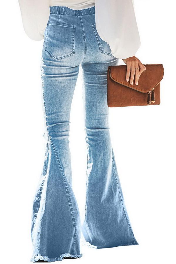 Flared Trousers with High Waist and Knee Holes Pants 5201906151552