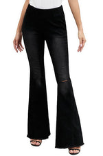 Flared Trousers with High Waist and Knee Holes Pants 5201906151552