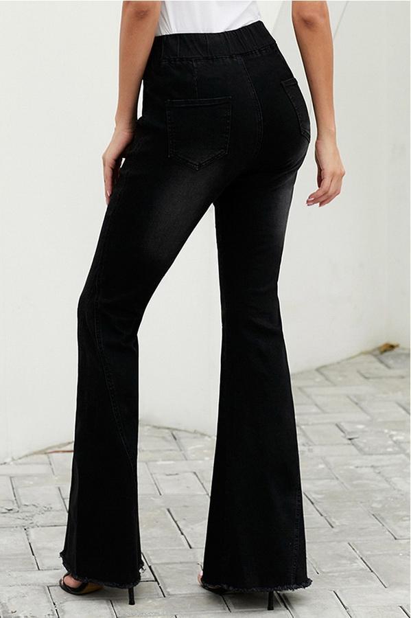 Flared Trousers with High Waist and Knee Holes Pants 5201906151552