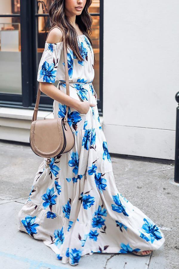 Keep Swinging Deep V Floral Maxi Dress Dress Pavacat
