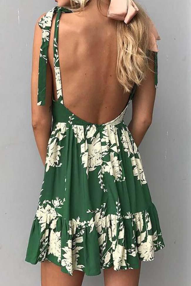 Bohemia Ebullient Deep V Mini Dress Dress chicnico