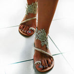 Hand-knit Flat Embroidered Sandals - Pavacat