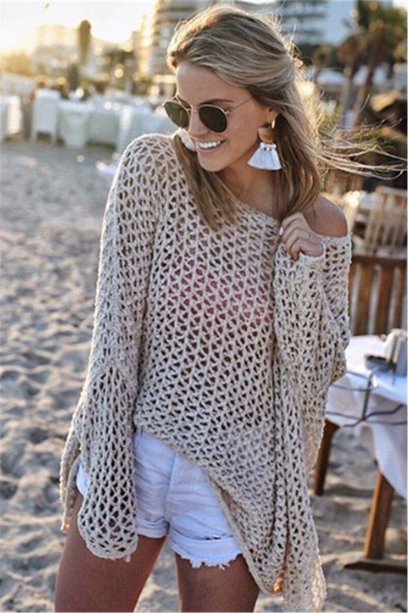 Hand Knitted Hollowing Out Beach Overall Blouses & Shirts Pavacat